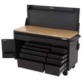 Husky 61 in. W x 26 in. D Heavy Duty 10-Drawer 1-Door Mobile Workbench with Hardwood Top