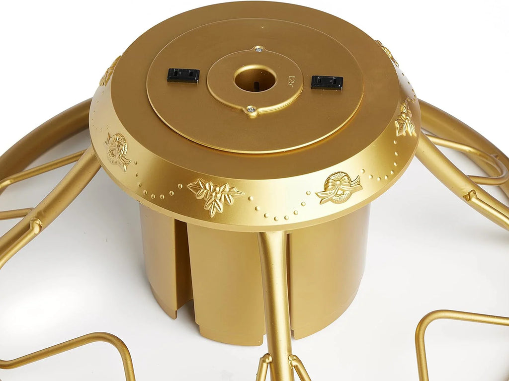 Electric 360 Degree Rotating Artificial Christmas Tree Metal Stand for Trees up to 9 Feet Tall, Pole Diameter 1 to 1.75 Inches, Gold(Gold)