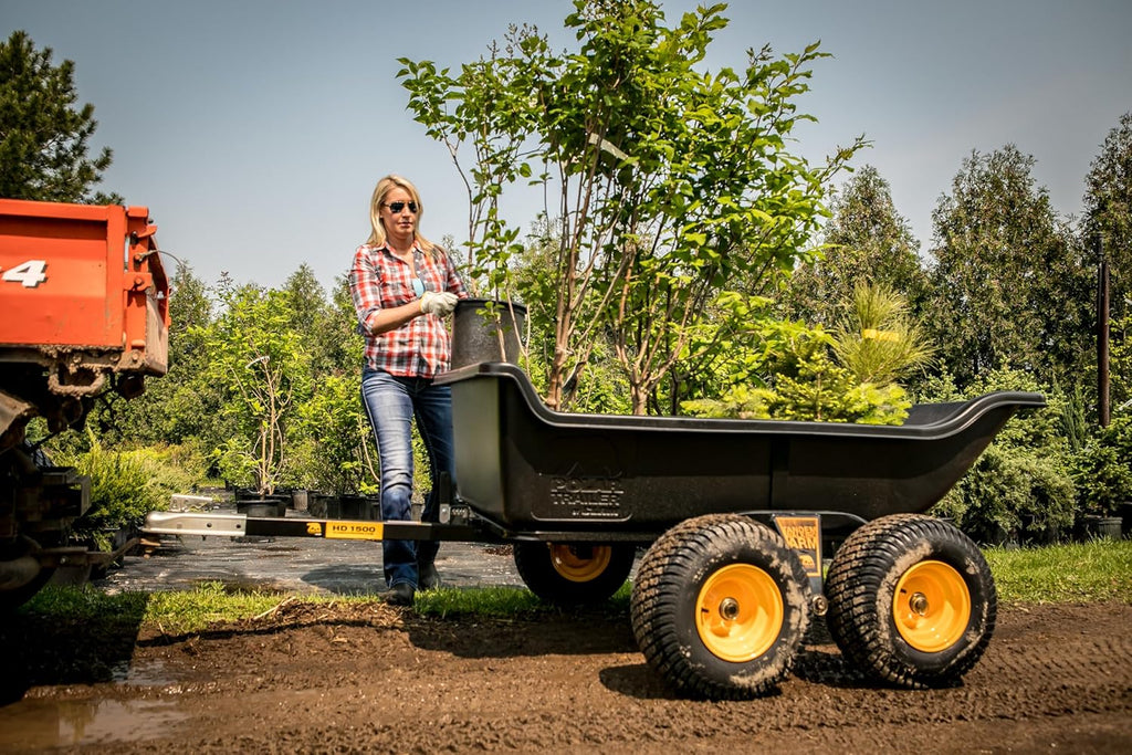 Heavy Duty Tandem Axle Cubic Foot ATV UTV Lawn Mower Trailer TA1200 and Wide Track Rubber Wheels Hauling Outdoor-Black, 1200 lbs. -15 cu.ft(1500 lbs. - 22 cu.ft./Tandem Axle)