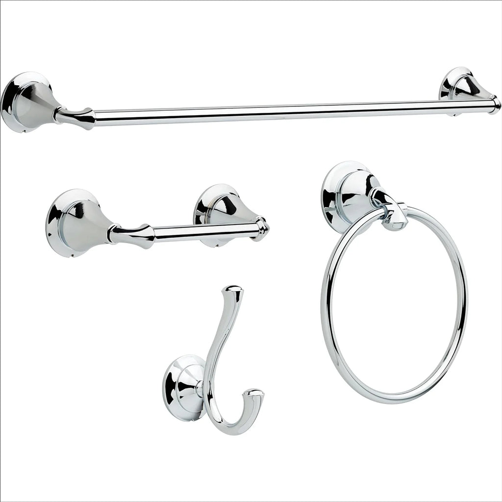 4-Piece Bath Hardware Set with 24 in. Towel Bar, Toilet Paper Holder, Towel Ring, Towel Hook in Champagne Bronze(4-Piece Accessory Kit/Champagne Bronze)