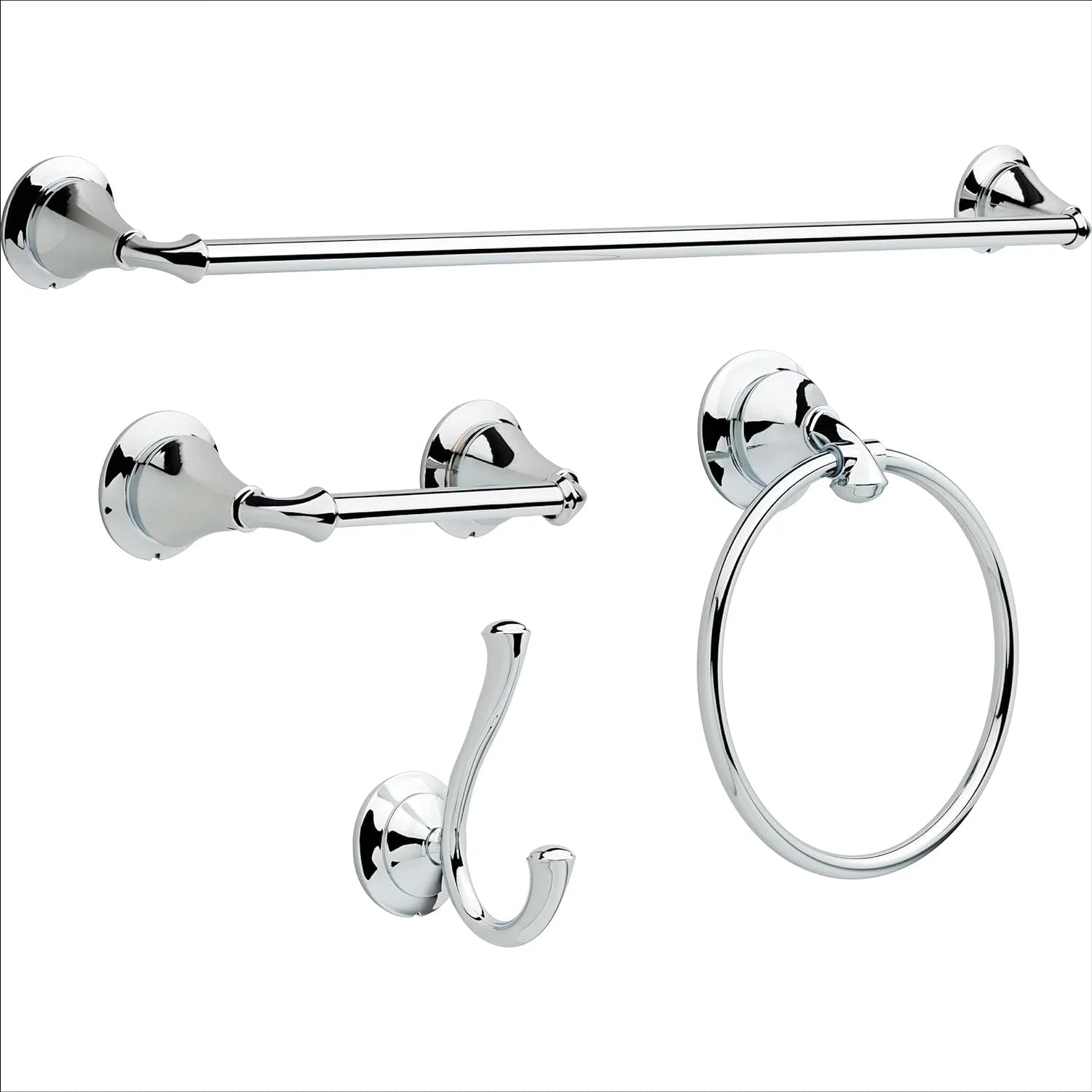 4-Piece Bath Hardware Set with 24 in. Towel Bar, Toilet Paper Holder, Towel Ring, Towel Hook in Champagne Bronze(4-Piece Accessory Kit/Champagne Bronze)