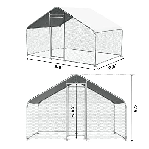 Chicken Coop Large Metal Chicken House/Pen for 6/10 Chickens Poultry Cage