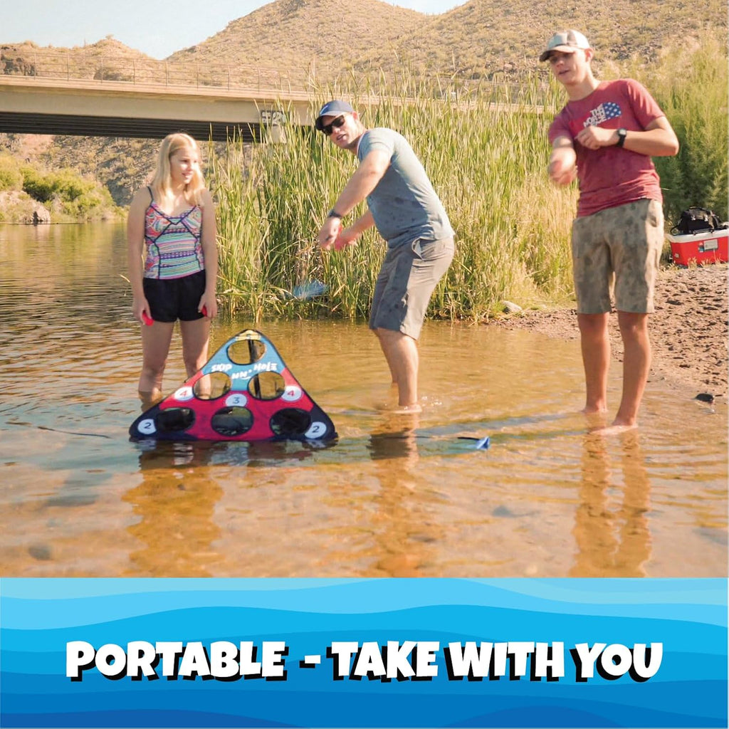 SKIP NN' HOLE Fun Pool Game for Adults and Family | Stonne Skipping Meets Swimming Pool Cornhole Game Floating | Fun For All Ages, Easy Setup, Well Made | Portable Water and Lake Toy |