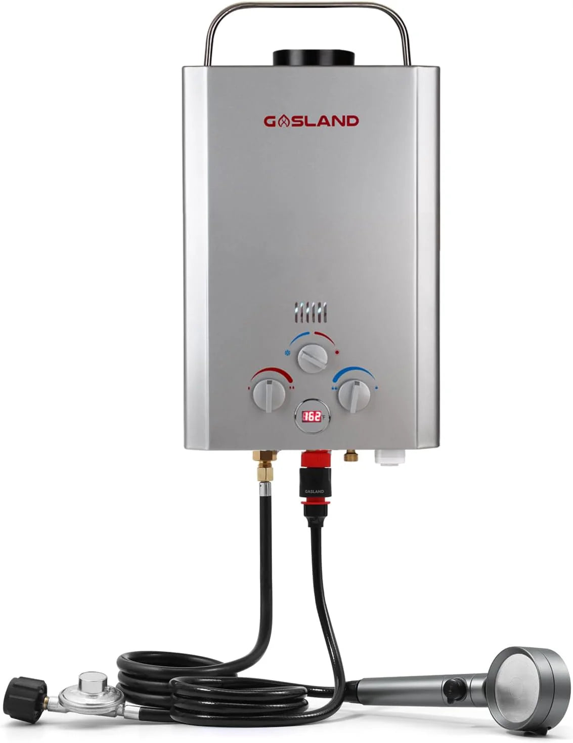Portable Tankless Water Heater, Outdoors 6L 1.58GPM Propane Water Heater for RV Camping, Overheating Protection(2.64 GPM/10L/Silver)