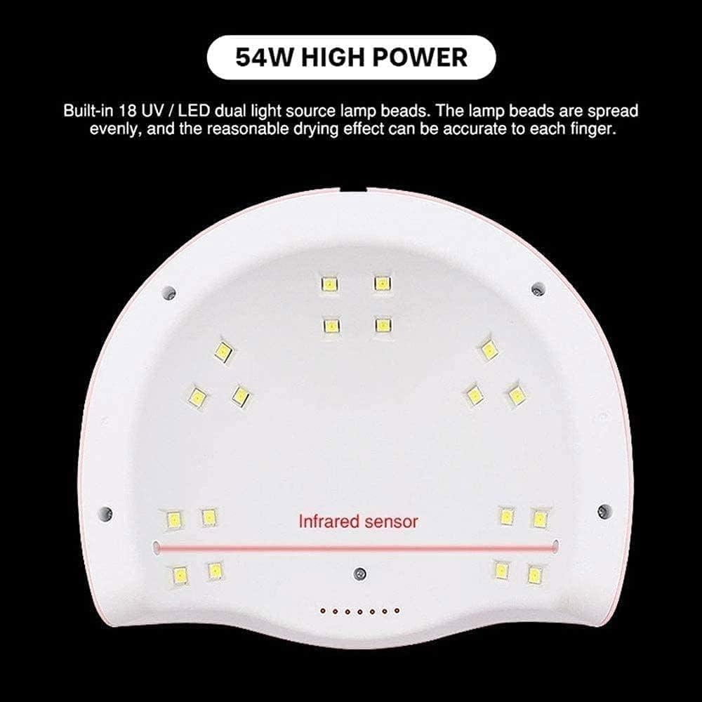 Gel Nail Lamp 54W LED Nail Light Fast Nail Dryer for Gel Polish Curing with 4 Timers Automatic Sensor