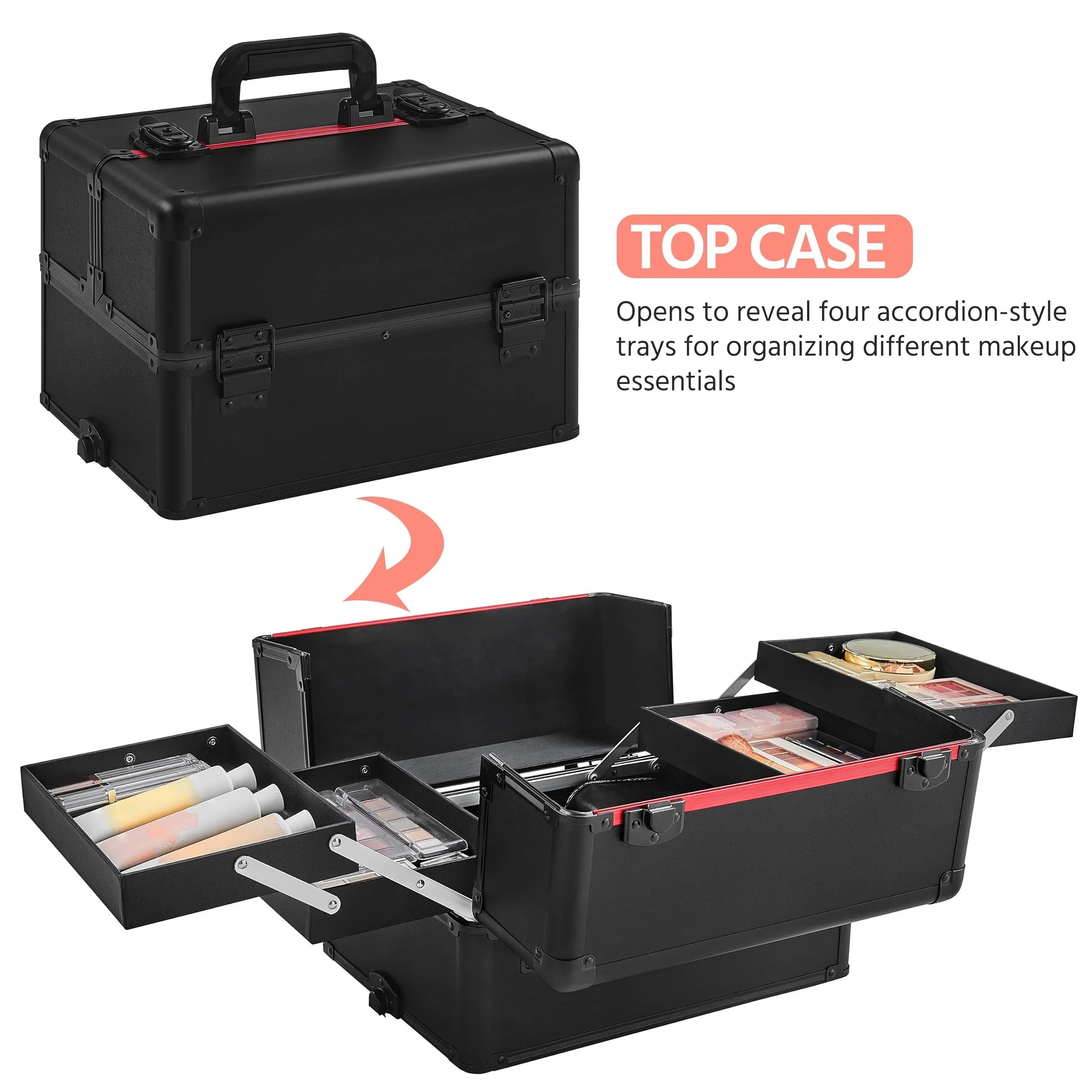 4 in 1 Professional Makeup Train Case