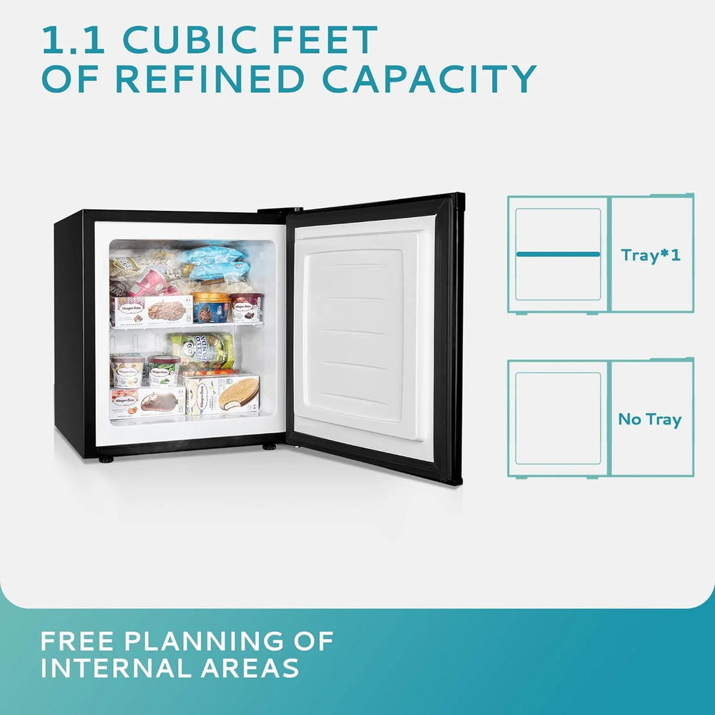 Upright freezer, 3.0 Cubic Feet, Single Door Compact Mini Freezer with Reversible Stainless Steel Door, Small freezer for Home/Dorms/Apartment/Office (Silver)(3.0 ft3/Silver)