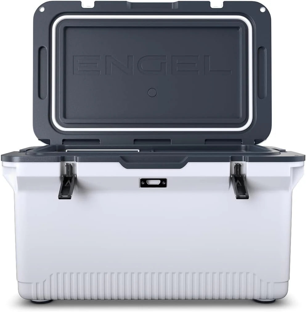 60 QT Ultra-Light Injection Molded Cooler - Ice Chest Keeps Ice up to 7 Days - Large Cooler Includes Wire Basket, Divider and Built-in Bottle Opener(Haze Gray)