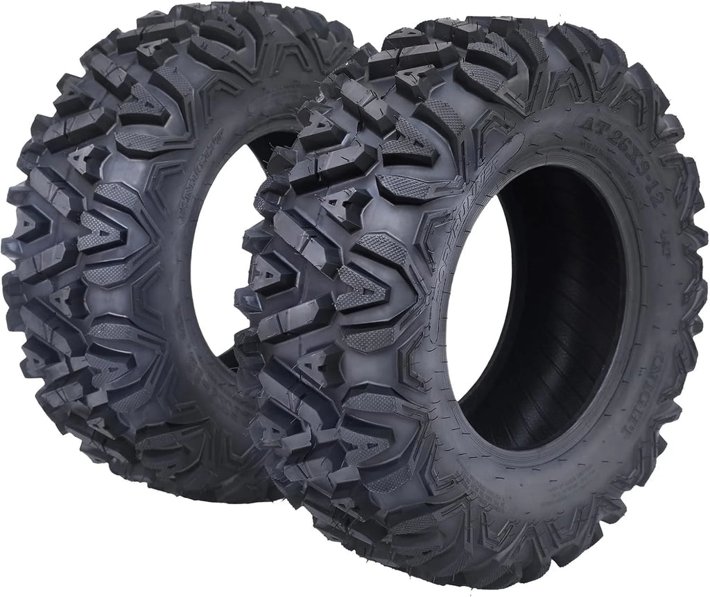 26x12x12 Atv Tires, Set of 2 Atv Tires 26x12-12 6PR, All Terrain Atv/Utv Off-Road Tires, Black(AT26x11-12-6PR)