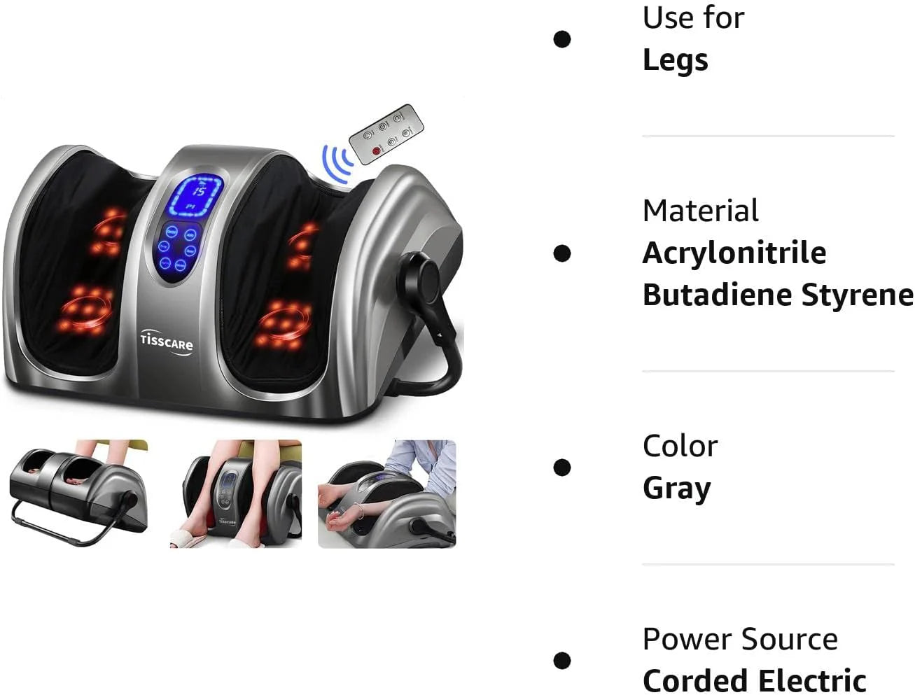 Shiatsu Foot Massager with Heat-Foot Massager Machine for Neuropathy, Plantar Fasciitis and Pain Relief-Massage Foot, Leg, Calf, Ankle with Deep Kneading Heat Therapy, Gift for Mother's Day(Gray)