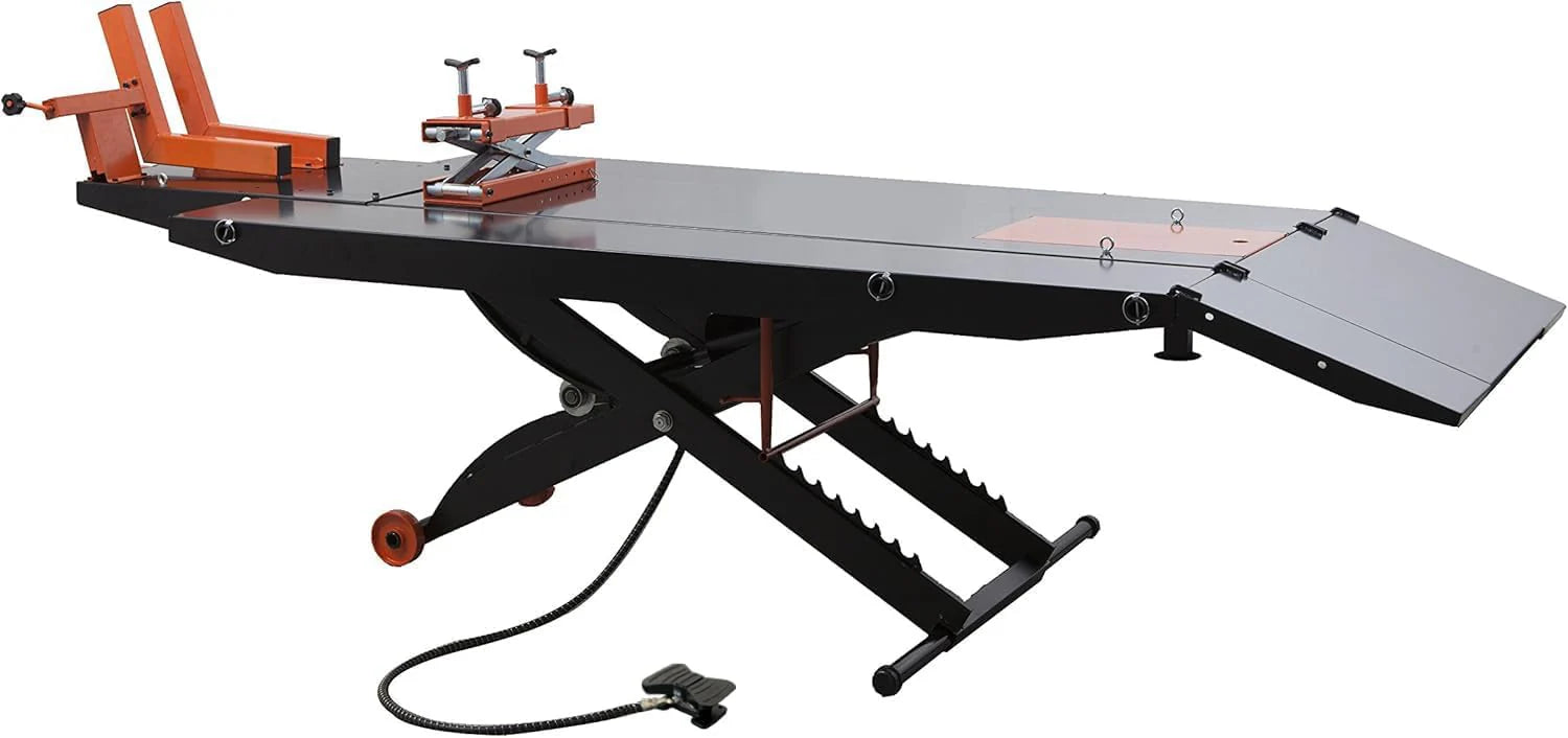 APlusLift MT1500X 1500LB Air-Operated Motorcycle  ATV Lift Table – 48" Wide with Side Extensions, 2-Year Warranty(24)