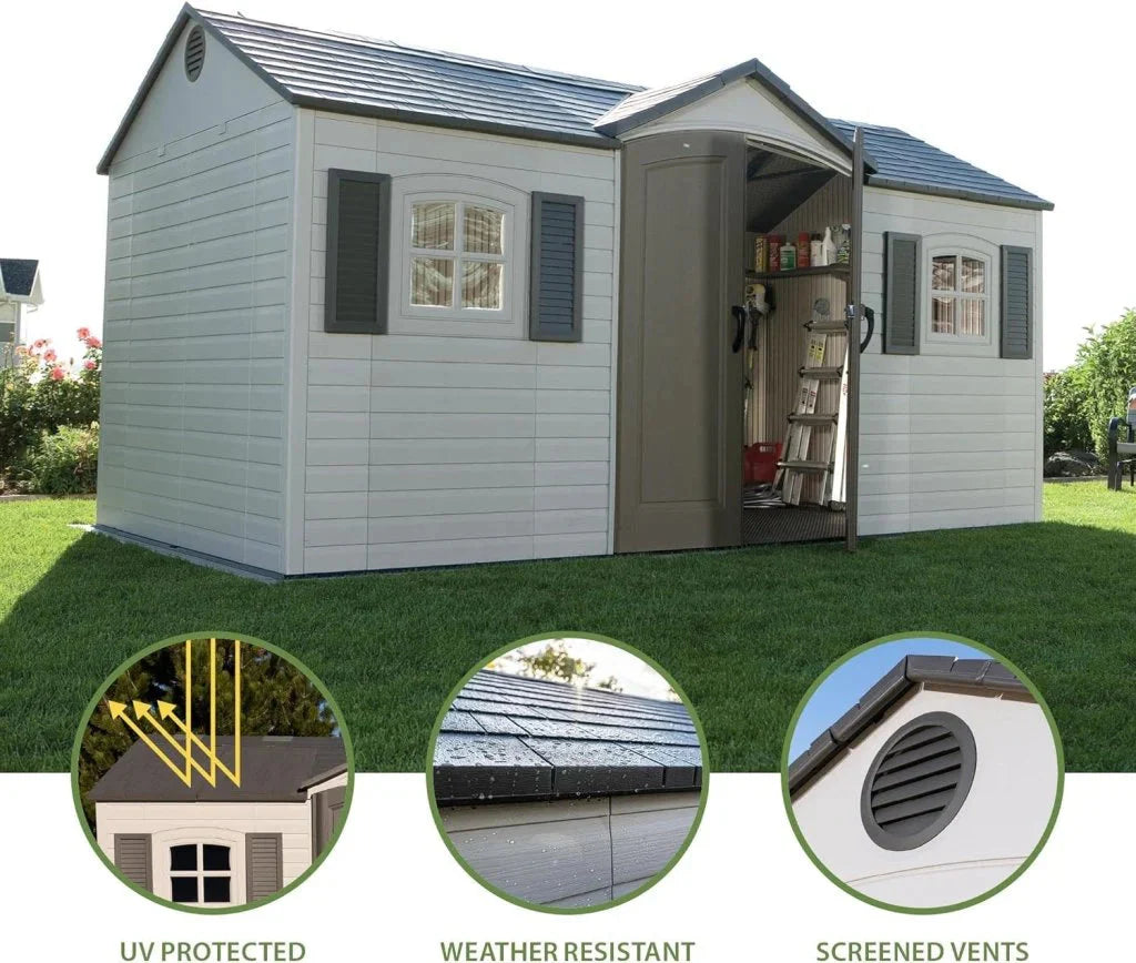 Lifetime 6446 Outdoor Storage Shed, 8 x 15 Foot, Desert Sand