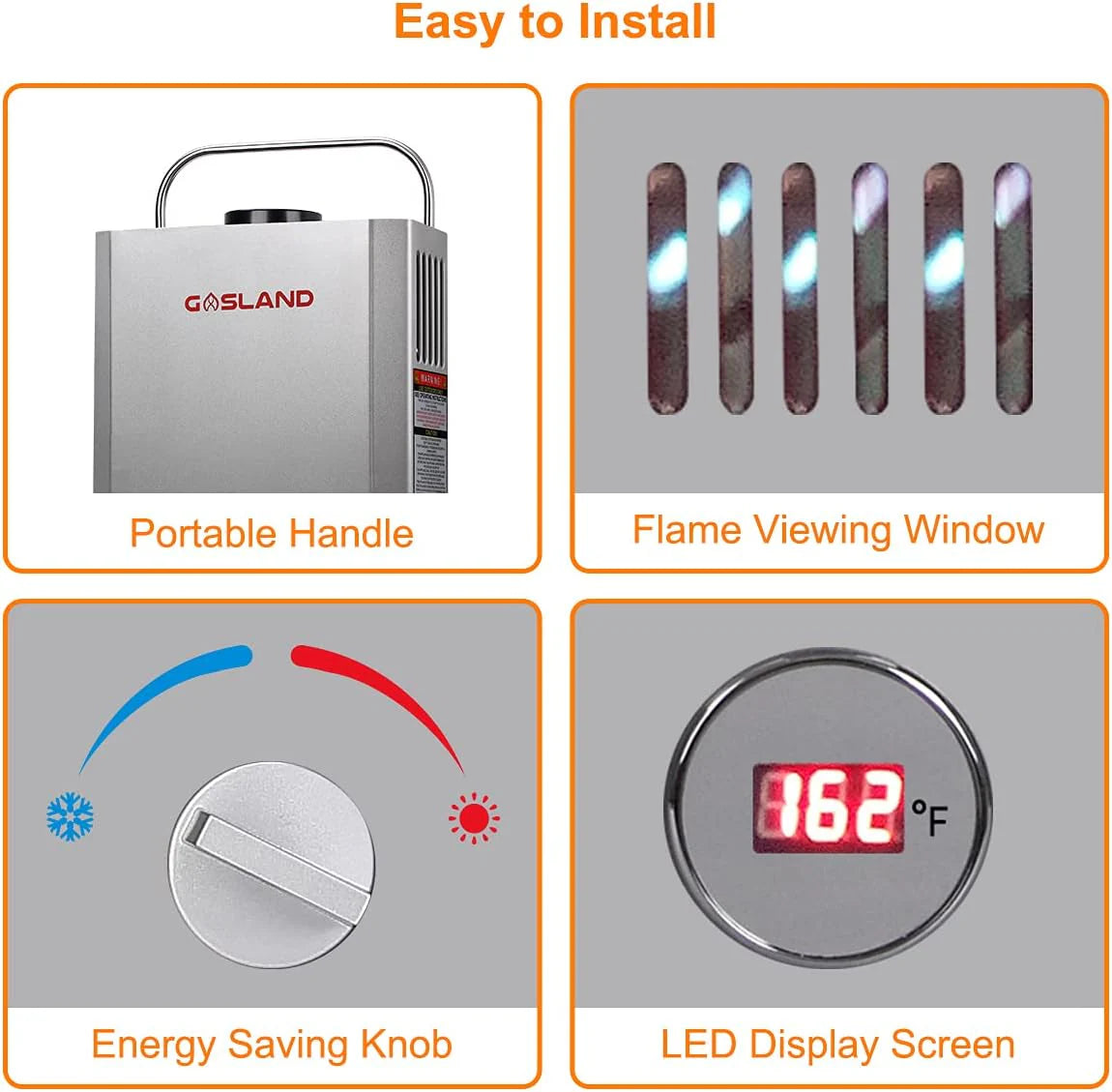 Portable Tankless Water Heater, Outdoors 6L 1.58GPM Propane Water Heater for RV Camping, Overheating Protection(2.64 GPM/10L/Silver)