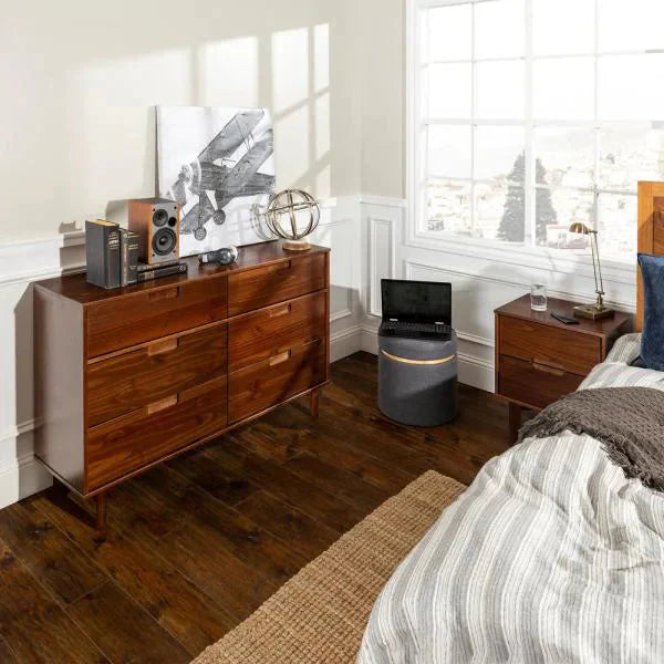 6-Drawer Caramel Mid Century Modern Wood Dresser(Caramel)