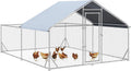 Large Metal Chicken Coop with UV Cover, 13.1'x9.8'x6.4' for Poultry  Small Animals(Solid/400L x 300W x 195H cm)