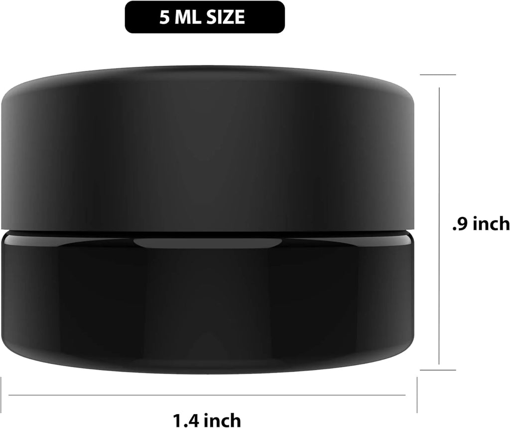 Black Glass Thick Child Resistant Containers – Concentrate Storage Jars for Oil, Lip Balm, Wax, Cosmetics – Premium PE Cap Seal Lid (400)(400)