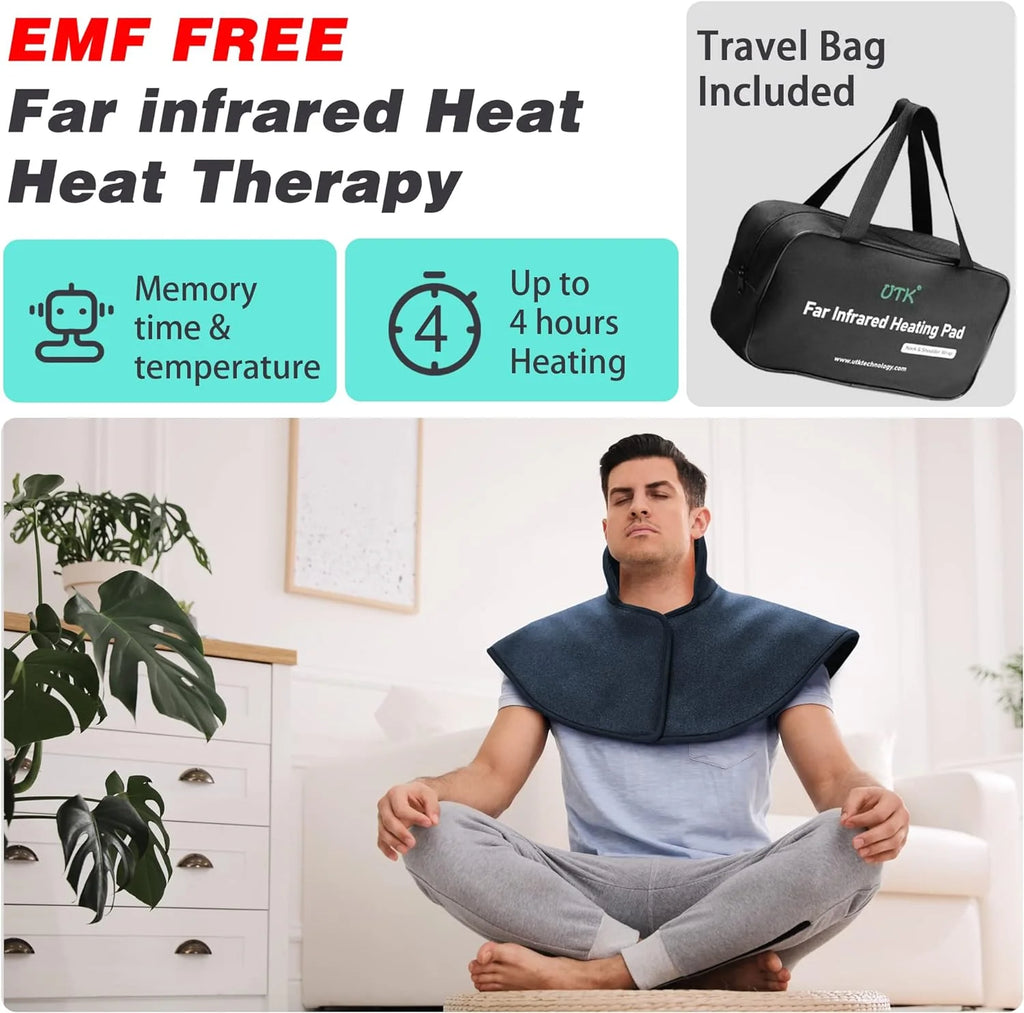 UTK Heating Pad for Neck and Shoulders,Natural Jade Tourmaline,Upgrade Size to Cover More Areas of Neck,Shoulder,Shoulder Blade and Back(23''x 24'')|Gift for Dad(23'' x 24'')