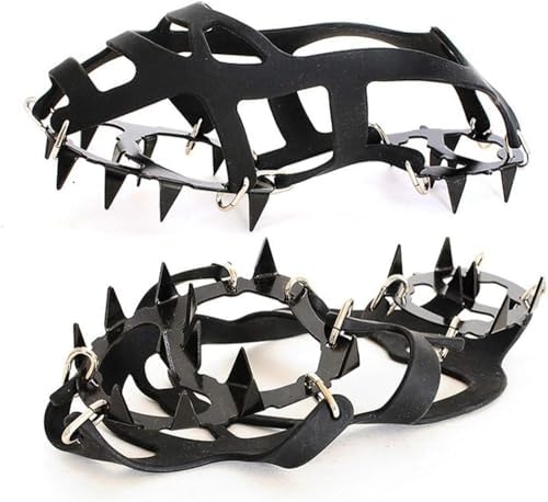 18-Teeth Anti-Slip Ice Snow Grips, Shoe Boot Traction Cleats, Durable Winter Safety Ice Cleats for Hiking Walking Outdoor(One Color/L size 41 46)
