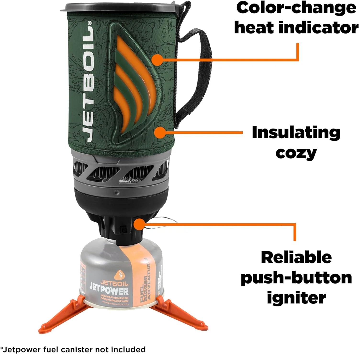 Flash Camping and Backpacking Stove System, Portable Propane/Isobutane Burner with Cooking Cup for Outdoor Trips and Hiking(Mountain Stripes)