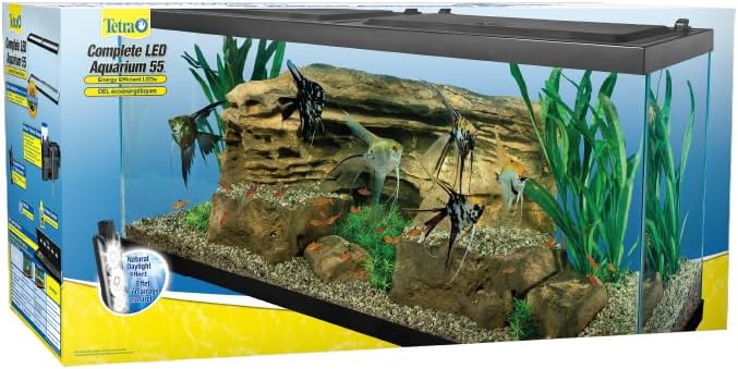 Complete LED Aquarium 55 Gallons, Includes LED Lighting, Filtration, Heater and Accessories(29 Gallons)