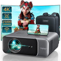 [Auto Focus/4K Support] Projector with WiFi 6 and Bluetooth 5.2, Native 1080P Outdoor Movie Projector, Auto 6D Keystone  50% Zoom, Home Theater Projector for Phone/TV Stick/PC(Grey/Mini)