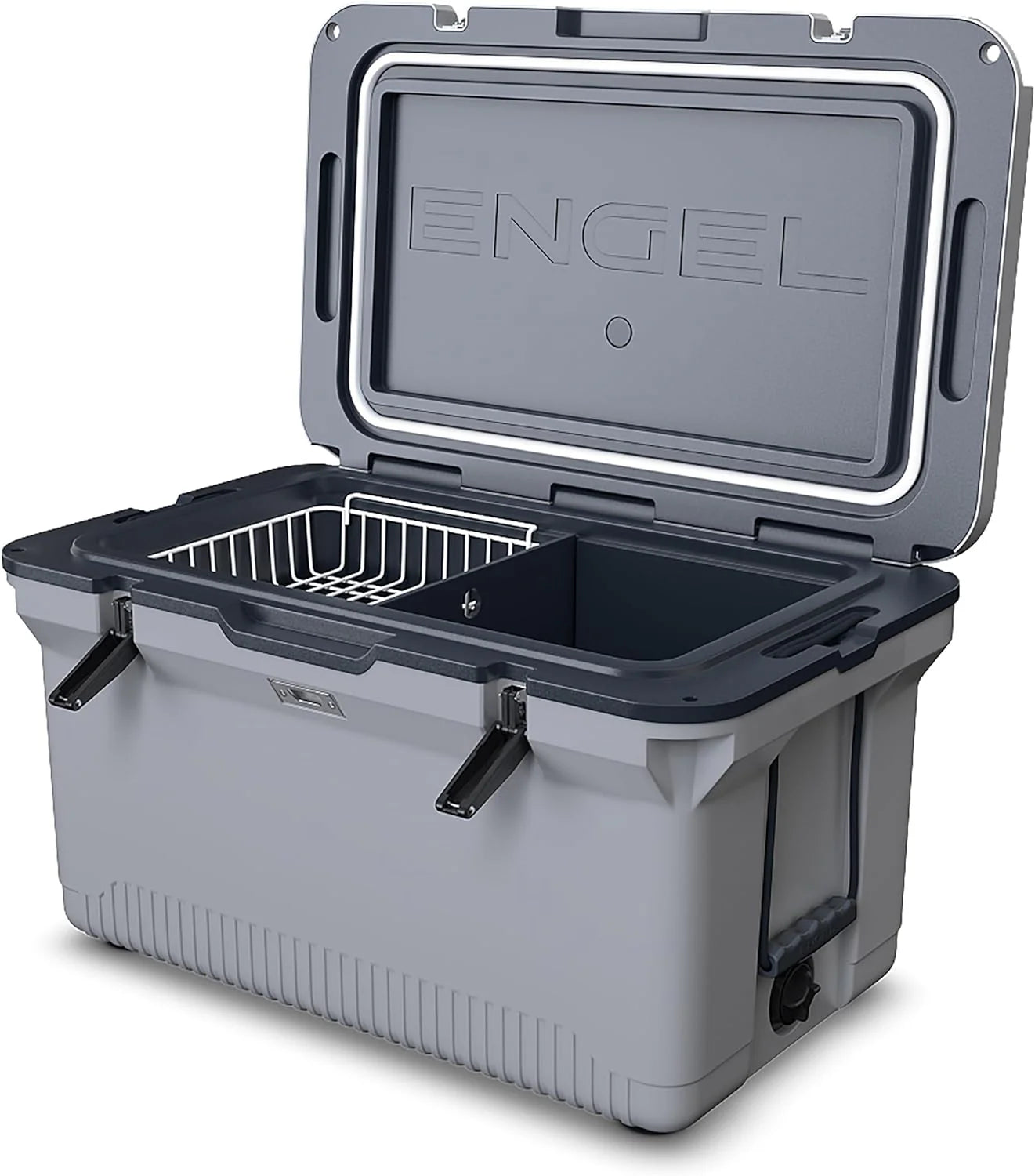 60 QT Ultra-Light Injection Molded Cooler - Ice Chest Keeps Ice up to 7 Days - Large Cooler Includes Wire Basket, Divider and Built-in Bottle Opener(Haze Gray)