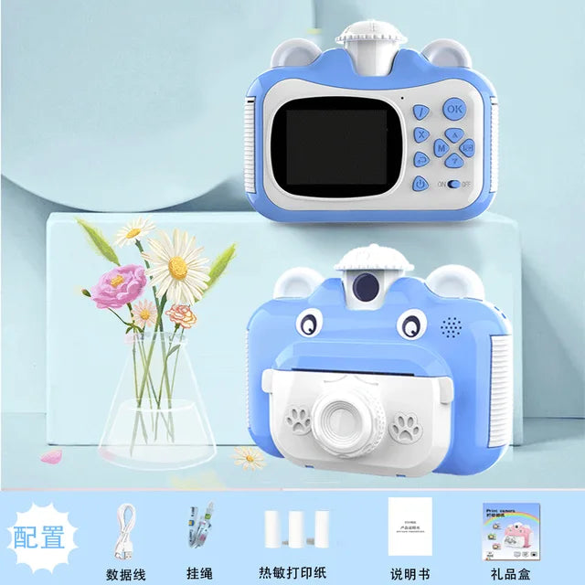 Children's Camera Instant Printing HD Camera Children's Printing Camera Thermal Instant Imaging Camera Birthday Gift(Sky blue)