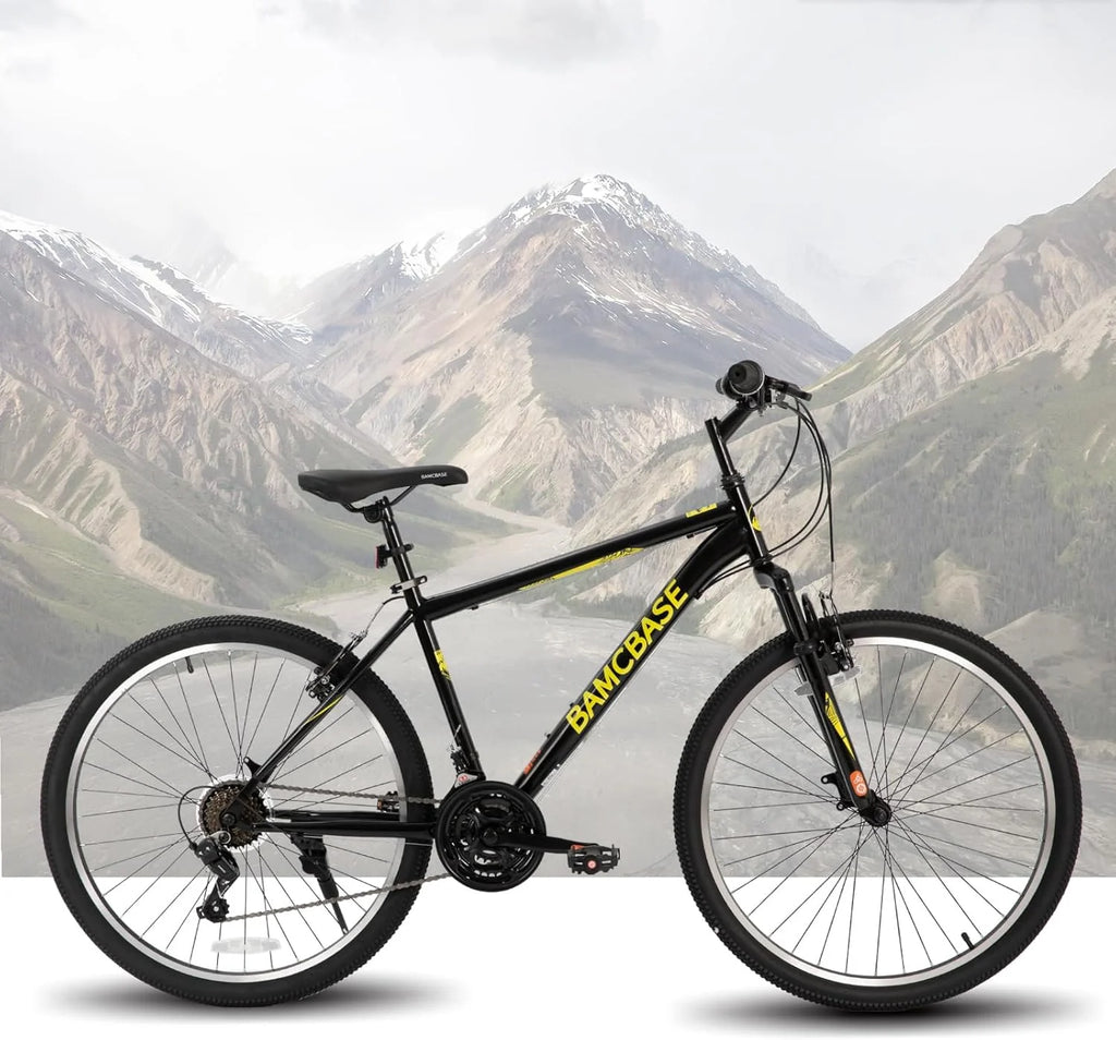26/27.5 Inch Mountain Bike, Mens Womens MTB with 21 Speeds, High-Tensile Steel Frame, V Brake, Hardtail Bicycle for Adults(Gray/26 inch)
