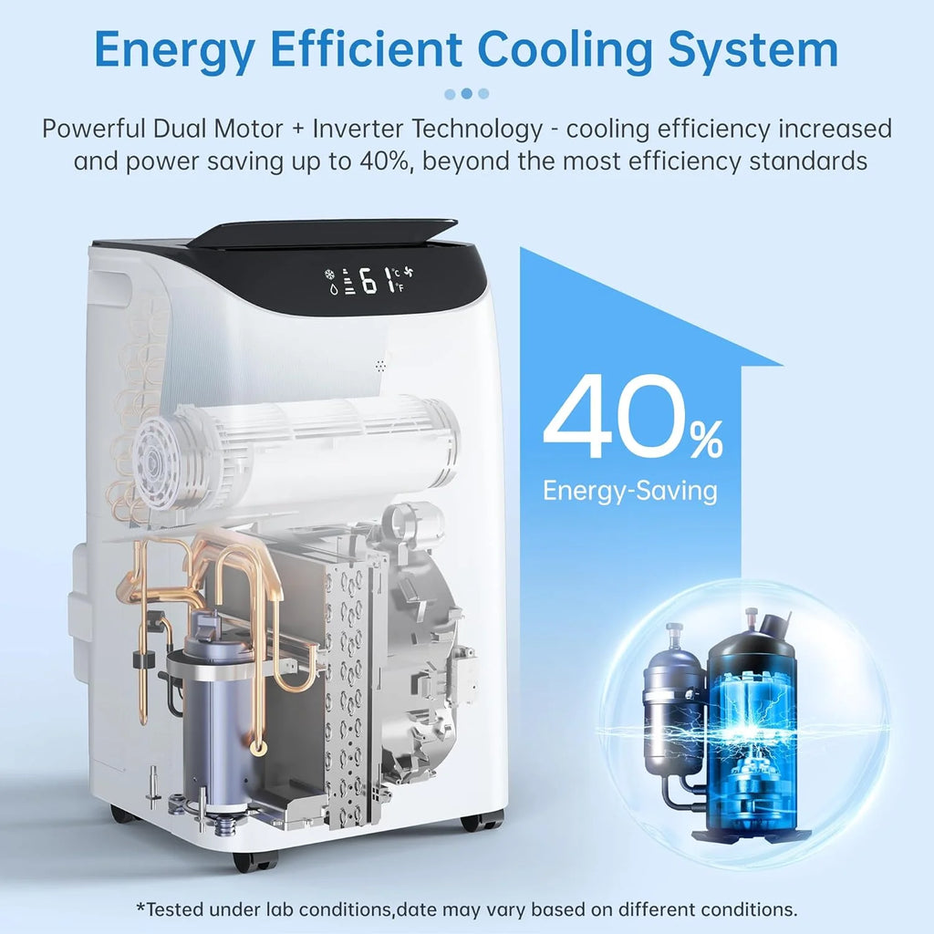 Portable Air Conditioner Cools Up to 700 Sq.Ft, 3-IN-1 Energy Efficient Portable AC Unit with Remote Control  Installation Kits for Large Room, Campervan, Office, Temporary Space(14，000 BTU)
