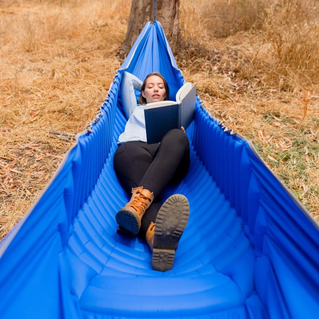 Lnsulated Hammock, Double-Wide Camping Sleeping Pad  Waterproof Beach Blanket All in One - Features Built-in Adjustable Pillow, Carabiners, Tree Straps  Waterproof QuickPump? Stuff Sack