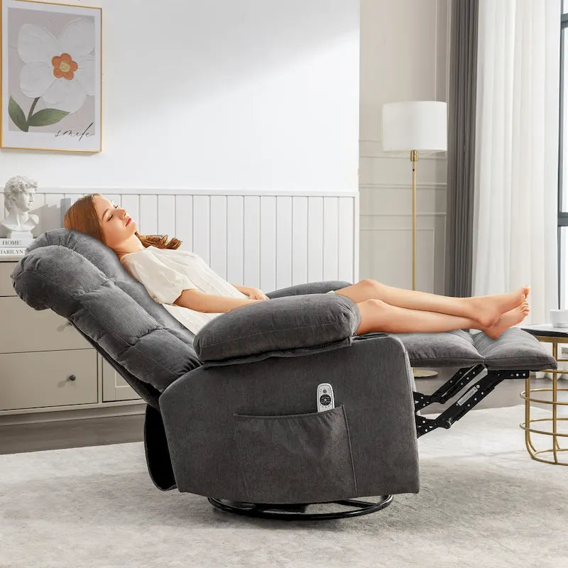 Massage Rocker Recliner Chair Rocking Chairs for Adults Oversized with 2 Cup Holders, USB Charge Port Soft Features a Manual Mas(N/A)