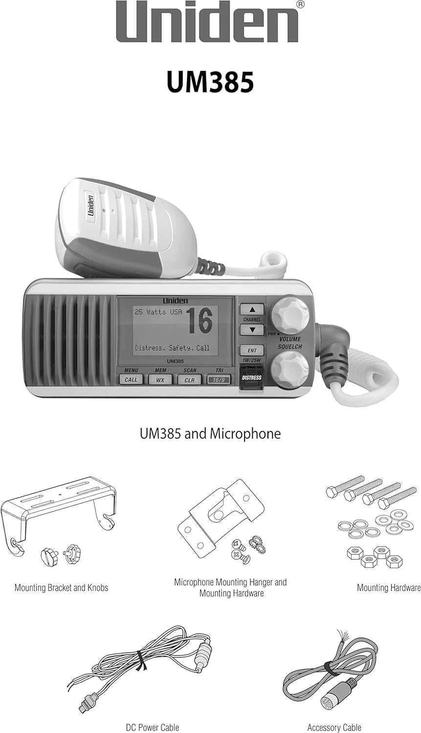 Fixed Mount Marine Vhf Radio, Waterproof IPX4 with Triple Watch, Dsc, Emergency/Noaa Weather Alert, All Usa/International/Canadian Marine Channels, Memory Channel Scan, White(Radio/White and grey)