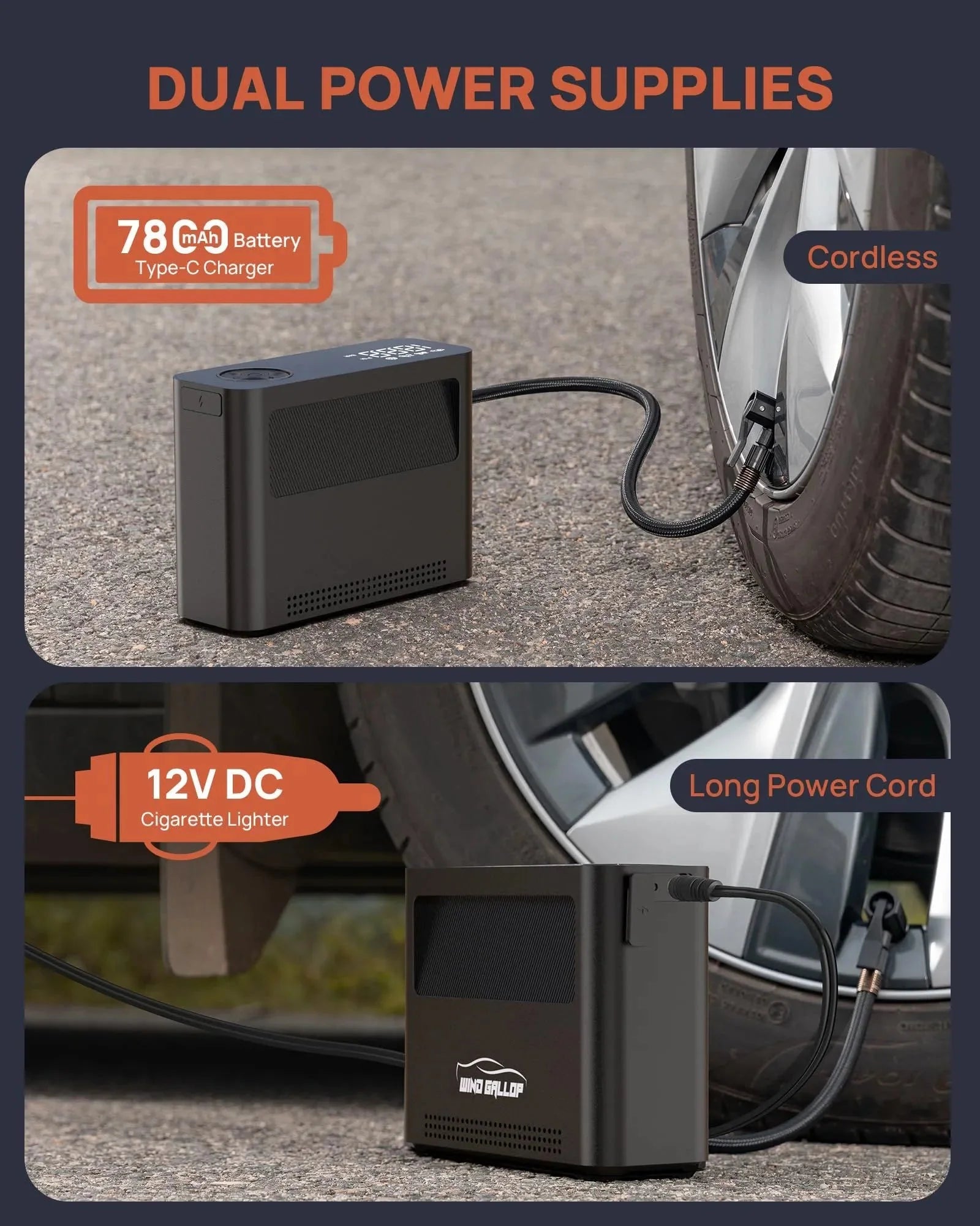 Tire Inflator Portable Air Compressor, Rechargeable Electric Paddle Board Pump 150PSI, 3X Faster Inflation 9 Pump Modes,Auto Air Pump for Car Tires Motorcycle Bike Ball SUP Tent Kayak Float