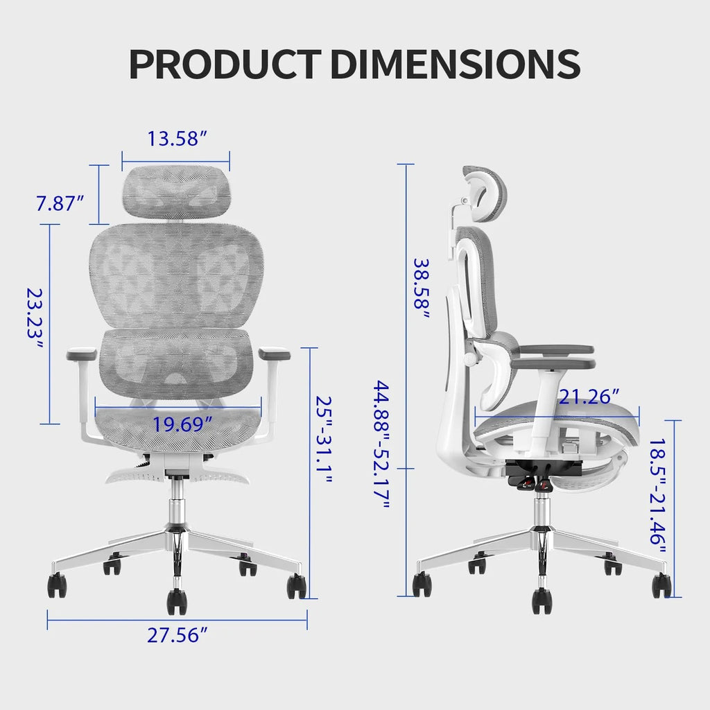 Ergo3D Ergonomic Office Chair  High Back Mesh Desk Chair with 3D Adjustable Armrests, Wheels, for Home and Office (Black)(Darkgrey-black)