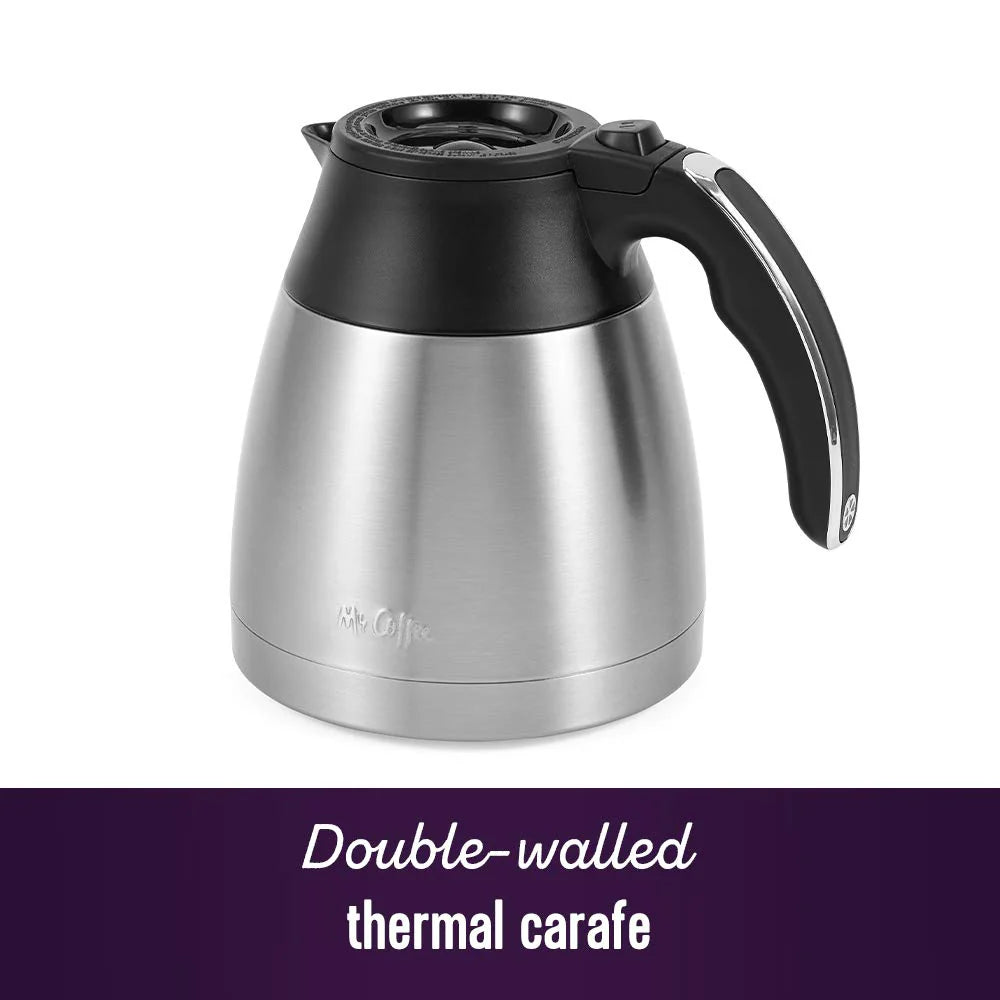 Mr. Coffee 10-Cup Programmable Coffee Maker, Insulated Thermal Carafe(Stainless Steel/10 Cup Thermal Carafe + Strong Brew)
