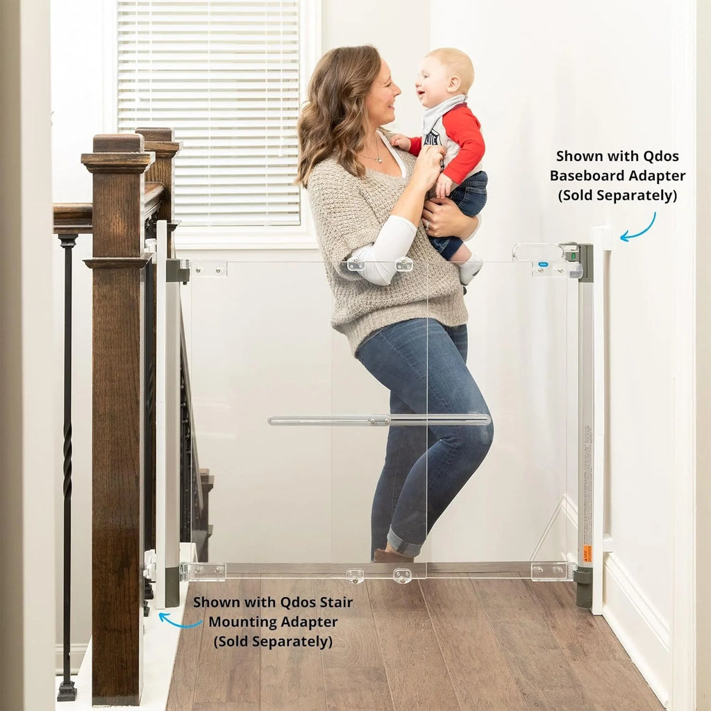 Crystal Designer Baby Safety Gate - Meets Tougher European Standards - Modern Design and Unparalleled Safety - Beauty  Safety Together at Last - Simple Installation | Hardware Mount(Crystal)