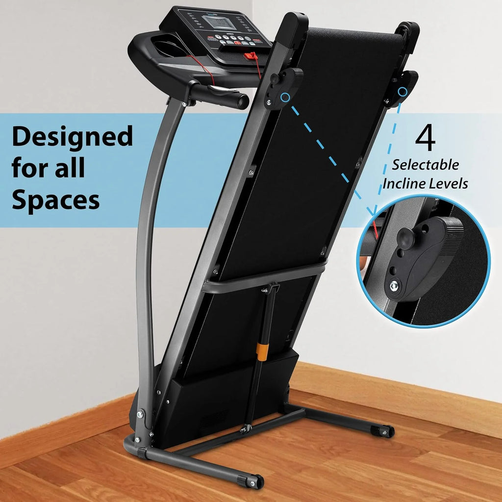 SereneLife Folding Treadmill - Foldable Home Fitness Equipment with LCD for Walking  Running - Cardio Exercise Machine - Preset and Adjustable Programs - Bluetooth Connectivity(SL213 - 6.5 MPH)