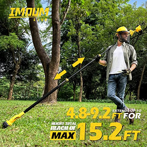2-in-1 Brushless Pole Saw  Mini Chainsaw, IMOUMLIVE 8" Cutting Cordless Power Pole Saw for Wood Cutting, Trimming