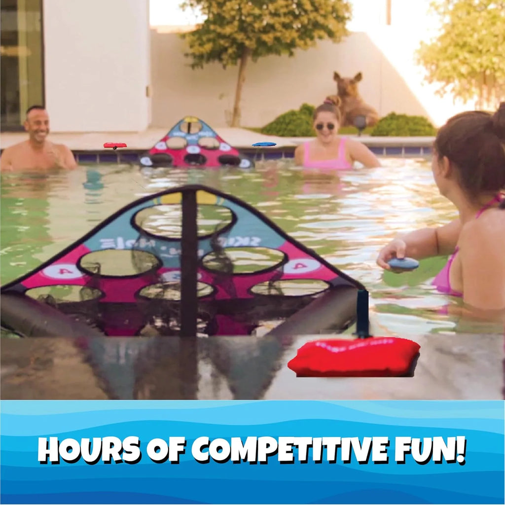 SKIP NN' HOLE Fun Pool Game for Adults and Family | Stonne Skipping Meets Swimming Pool Cornhole Game Floating | Fun For All Ages, Easy Setup, Well Made | Portable Water and Lake Toy |