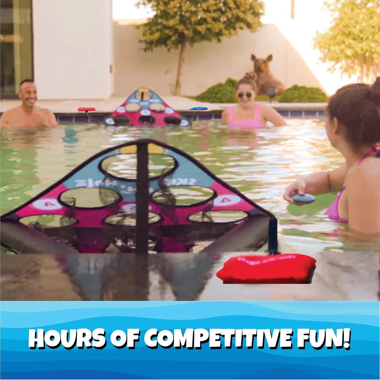 SKIP NN' HOLE Fun Pool Game for Adults and Family | Stonne Skipping Meets Swimming Pool Cornhole Game Floating | Fun For All Ages, Easy Setup, Well Made | Portable Water and Lake Toy |