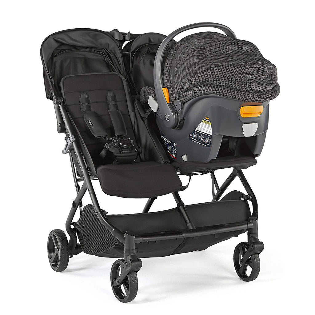3Dpac CS+ Double Stroller, Black – Car Seat Compatible Baby Stroller – Lightweight Stroller with Convenient One-Hand Fold