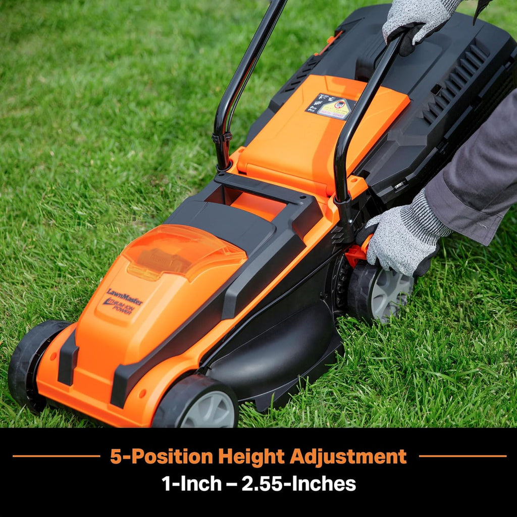LawnMaster Cordless 13-Inch Lawn Mower 24V Max with 2X4.0Ah Battery and a Charger(21inch with 4 battery)