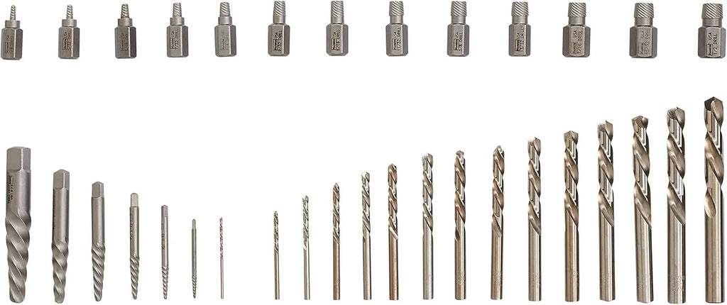 Screw extractor and drill bit set, 35 pieces per pack(35-Piece)