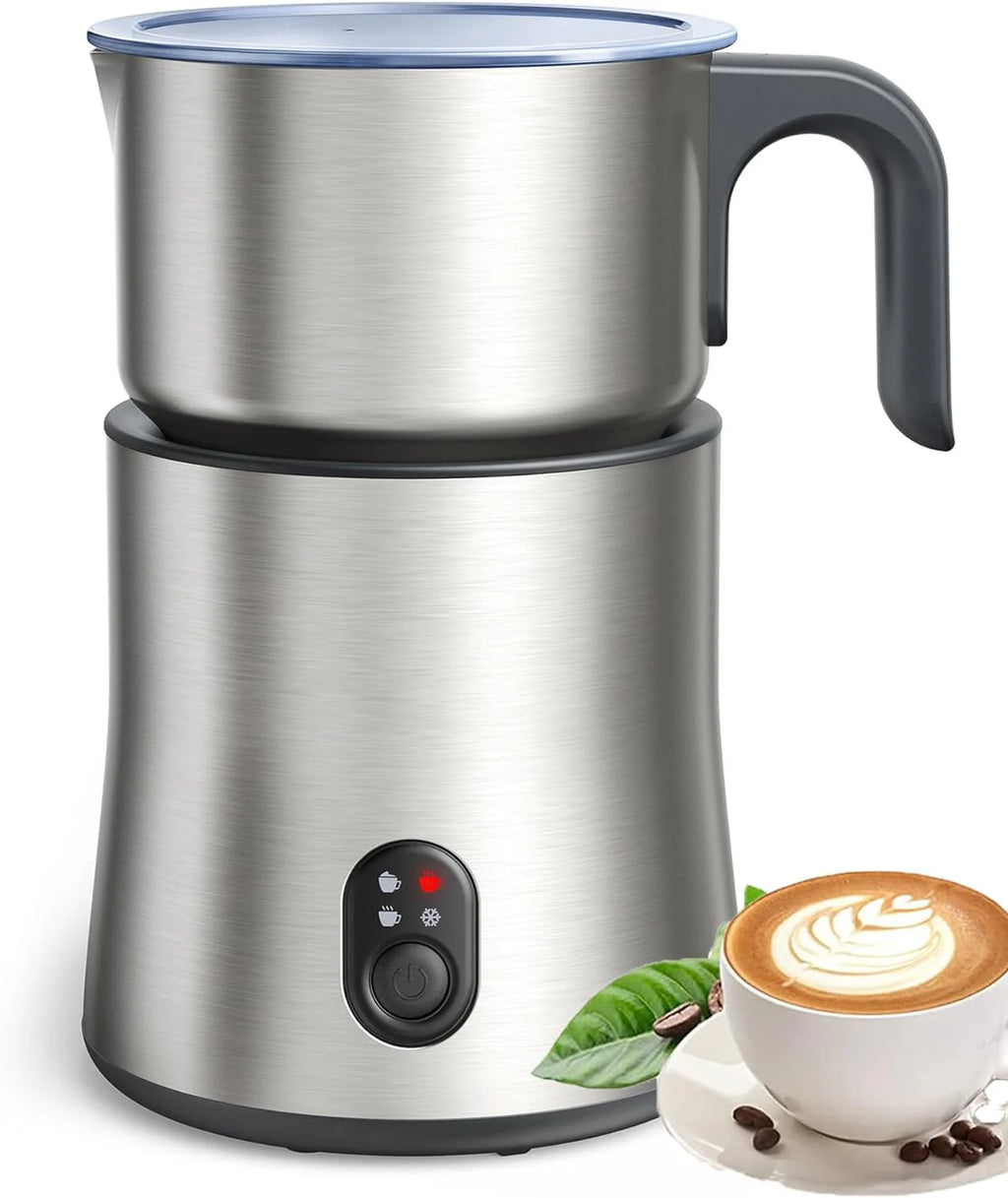 Milk Frother and Steamer, 4 IN 1 Frother for Coffee 16.9OZ, Hot Chocolate Maker, Detachable Milk Warmer, Hot/Cold Foam Maker, Dishwasher Safe, Frother for Coffee, Latte, Cappuccino