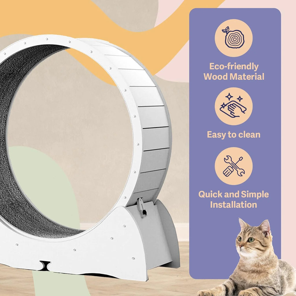 Cat Felix,Cat Wheel, Cat Exercise Wheel for Indoor, Easy Assembled Cat Treadmill for Fitness and Healthy, Cats Loss Weight Device (Pink) (White)(BLACK)