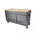 Husky 72 in. x 24 in. D Standard Duty 18-Drawer Mobile Workbench Tool Chest with Solid Wood Top in Stainless Steel
