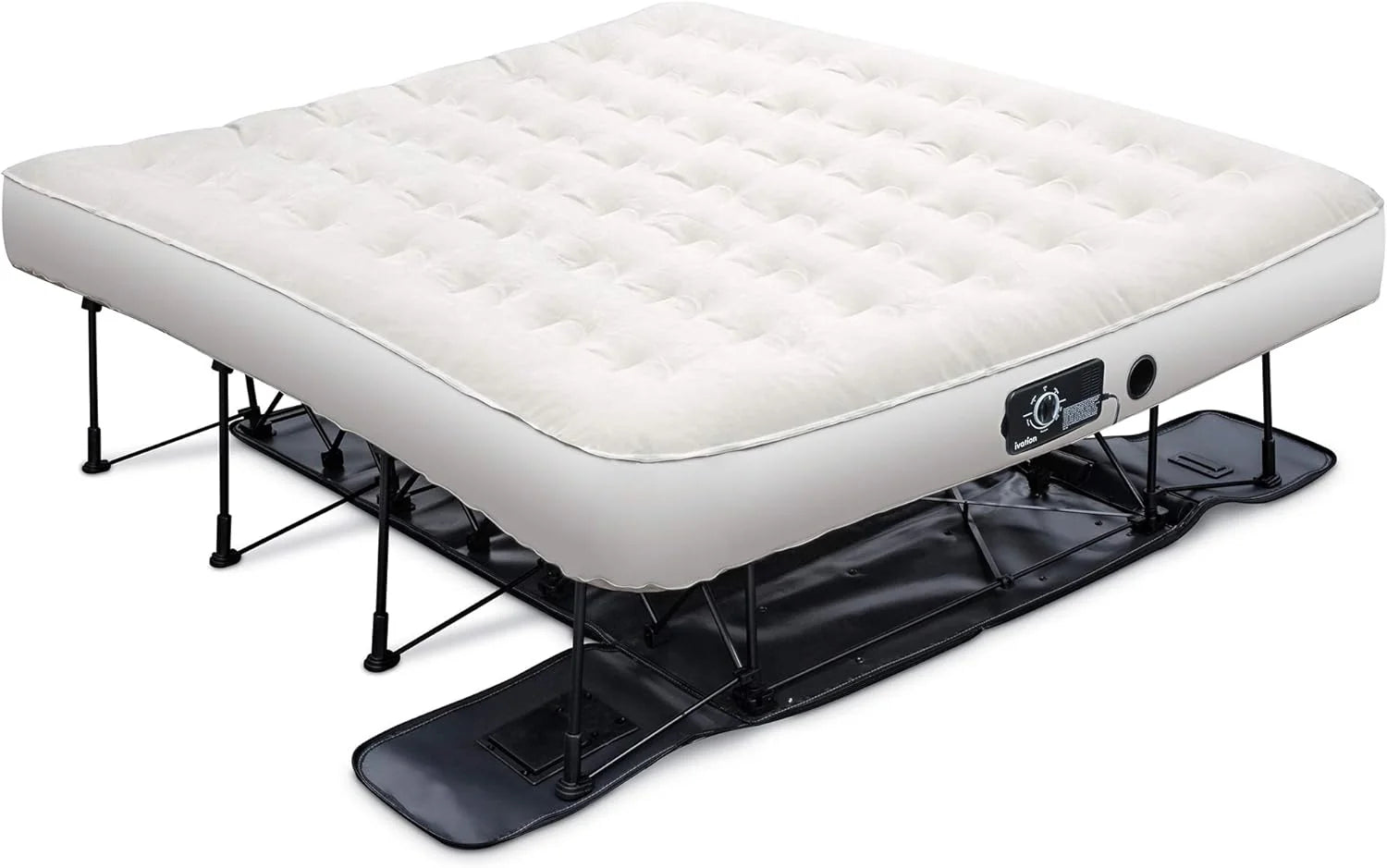 Ivation EZ-Bed (King) Air Mattress with Frame  Rolling Case, Self Inflatable, Blow Up Bed Auto Shut-Off, Comfortable Surface AirBed, Best for Guest, Travel, Vacation, Camping(Twin)