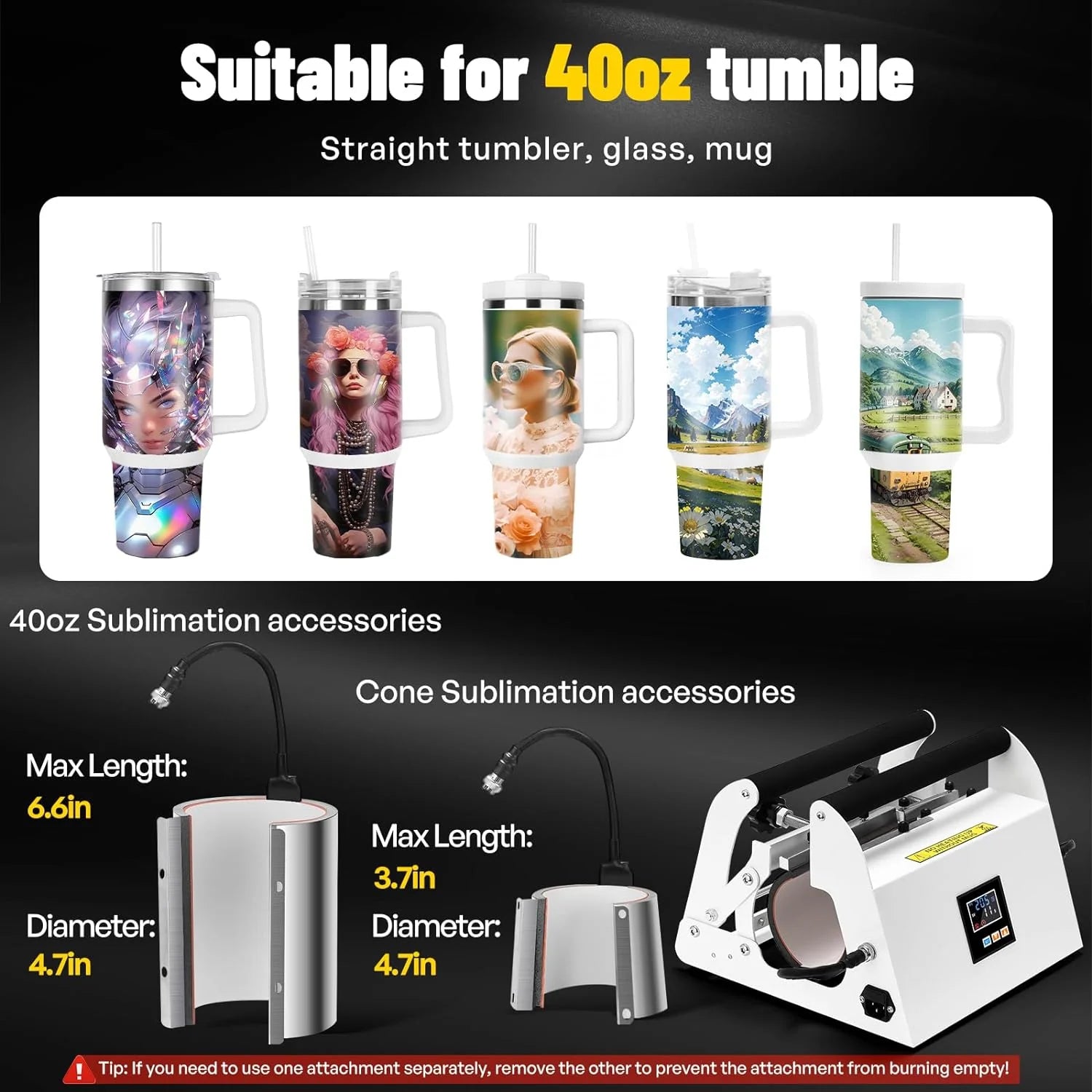40oz Tumbler Press Tumbler Heat Press Sublimation 40 Oz Tumbler Top and Tapered Bottom Full Wrap - DIY Heat Transfer Vinyl(40oz Tumbler heat press)