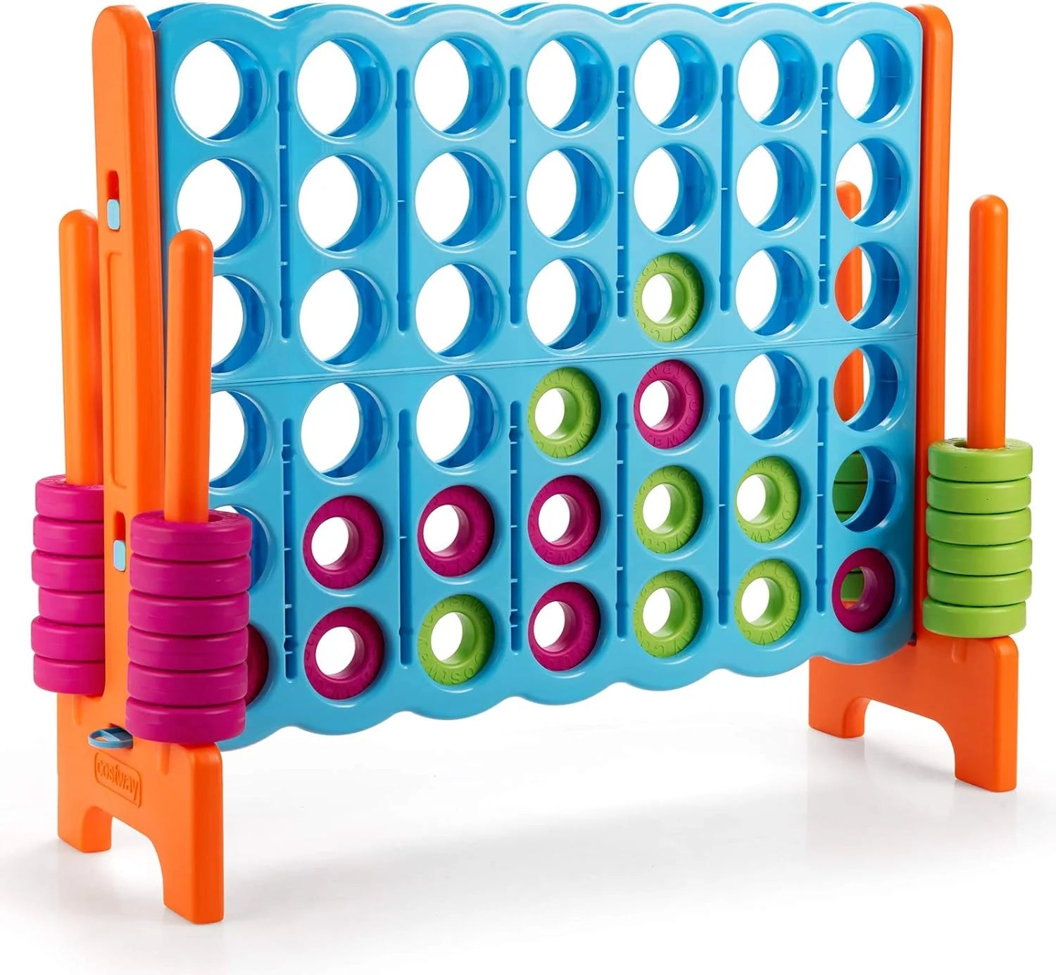 Giant 4-Player Competitive Game Set for Kids  Adults, 3.5ft Tall, Indoor/Outdoor, Includes 42 Large Rings  Quick-Release Sliders, Ideal for Holiday Gatherings(Baby Blue)